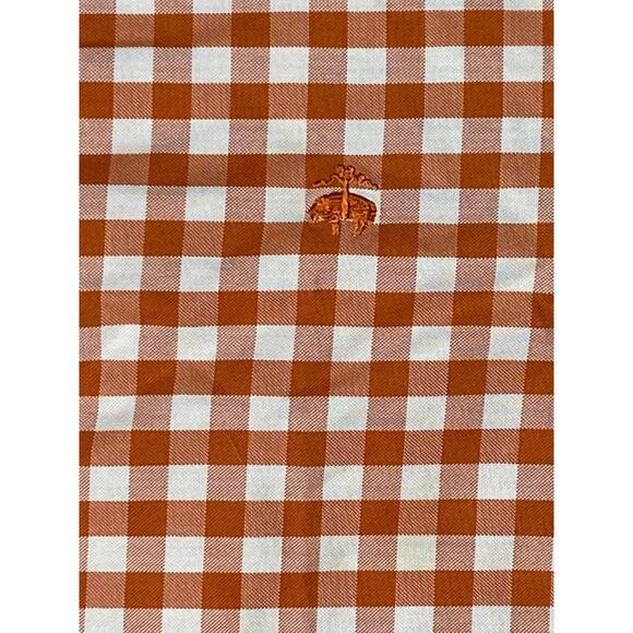 Brooks Brothers Mens L Orange Gingham Button Down Non Iron Supima Cotton Shirt - Picture 5 of 13